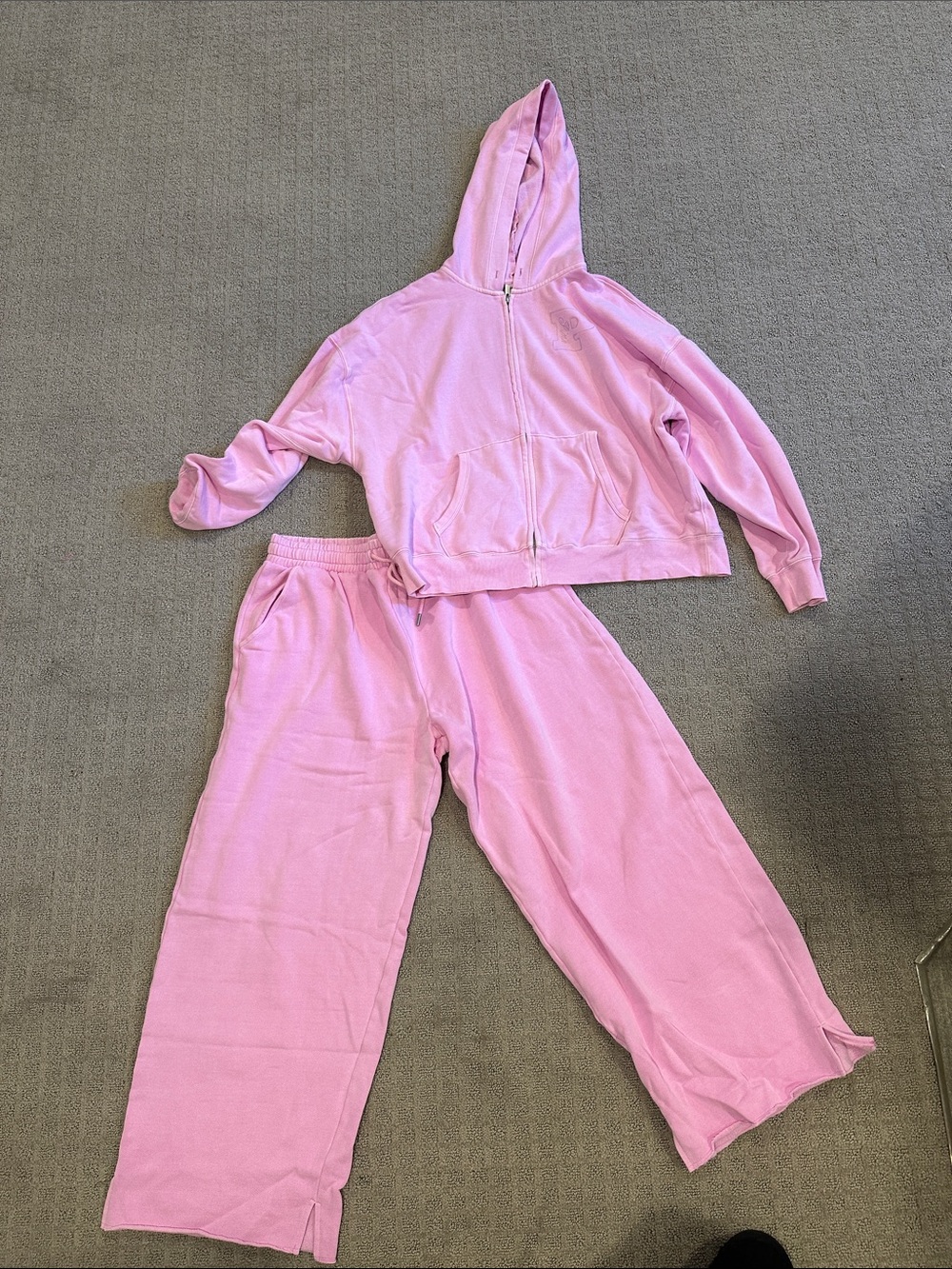 PINK Victoria's Secret Pastel Pink Zip Hoodie & Wide-Leg Lounge Pants Set